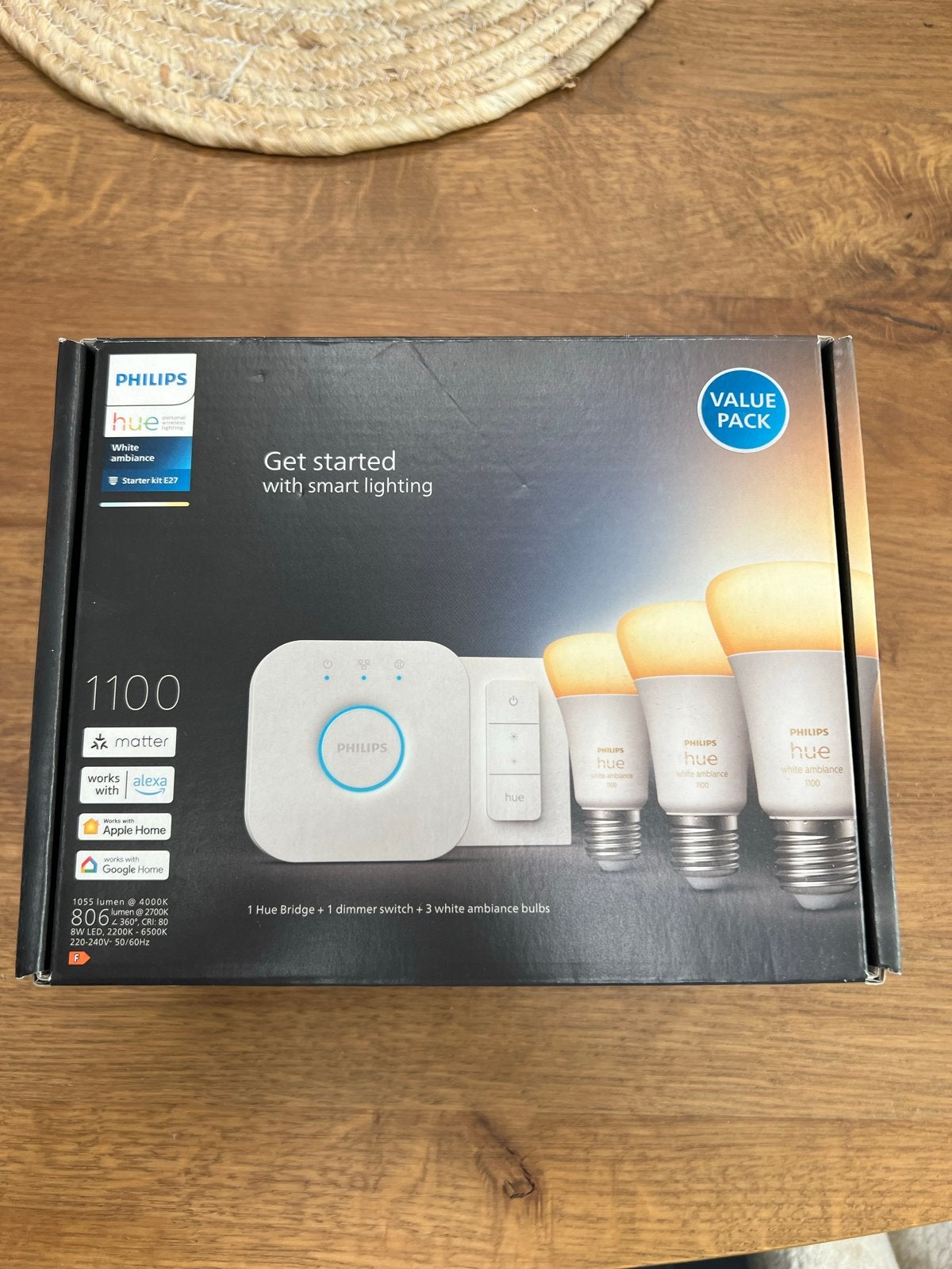 Philips Hue White Ambiance Starter Kit E27 - Nieuw, Wit, Nieuw, Philips Hue, Dimbaar