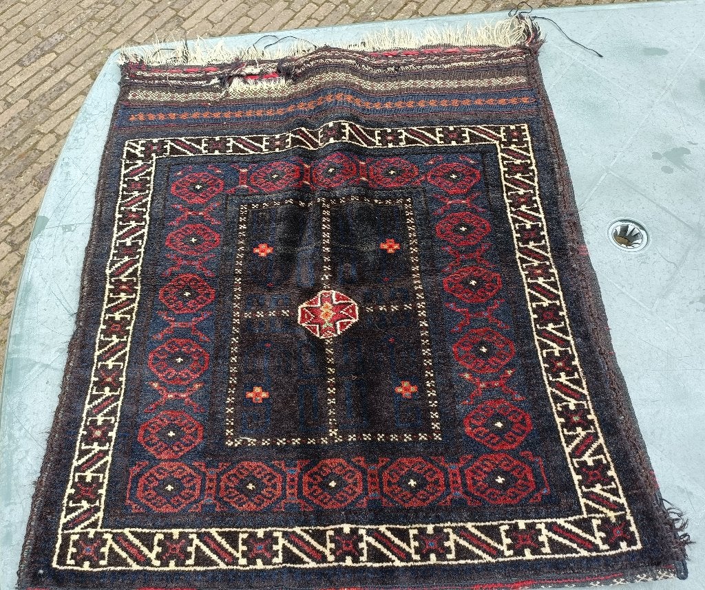 Antieke kamelentas Perzisch tapijt kelim AFSHAR 73x83 (KP15), Ophalen of Verzenden