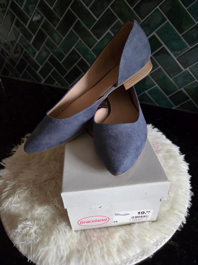 NIEUW:  Graceland ballerina's maat 39 jeansblauw suedine, Blauw, Nieuw, Graceland, Ballerina's