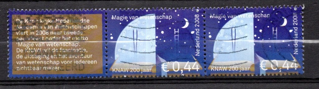gestempelde zegel. jaar 2008: paartje jubileumzegels met tab, Ophalen of Verzenden, Na 1940, Gestempeld