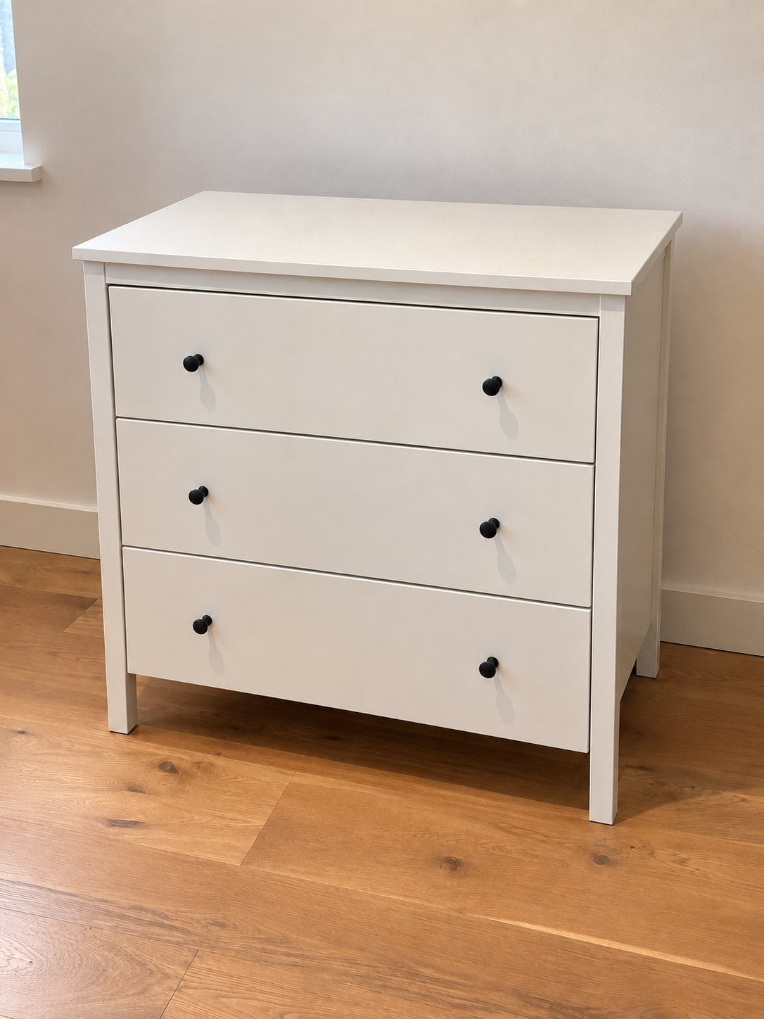 Witte ladekast / commode met 3 ruime lades, Ophalen, Gebruikt, 3 of 4 laden, Minder dan 100 cm