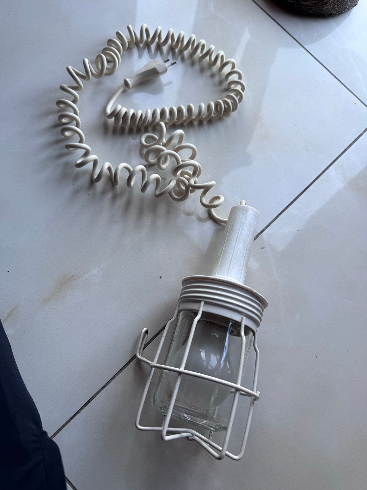 Vintage inspectielamp met spiraalsnoer, Ophalen, Wit, Overige merken, Gebruikt