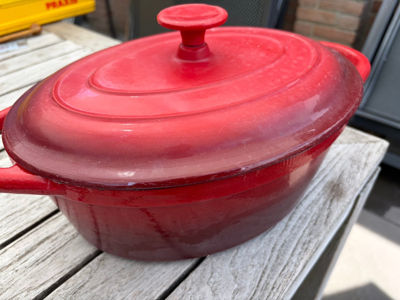 Ternesto gietijzeren braadpan ovaal rood met deksel, Ophalen, Zo goed als nieuw, Gietijzer