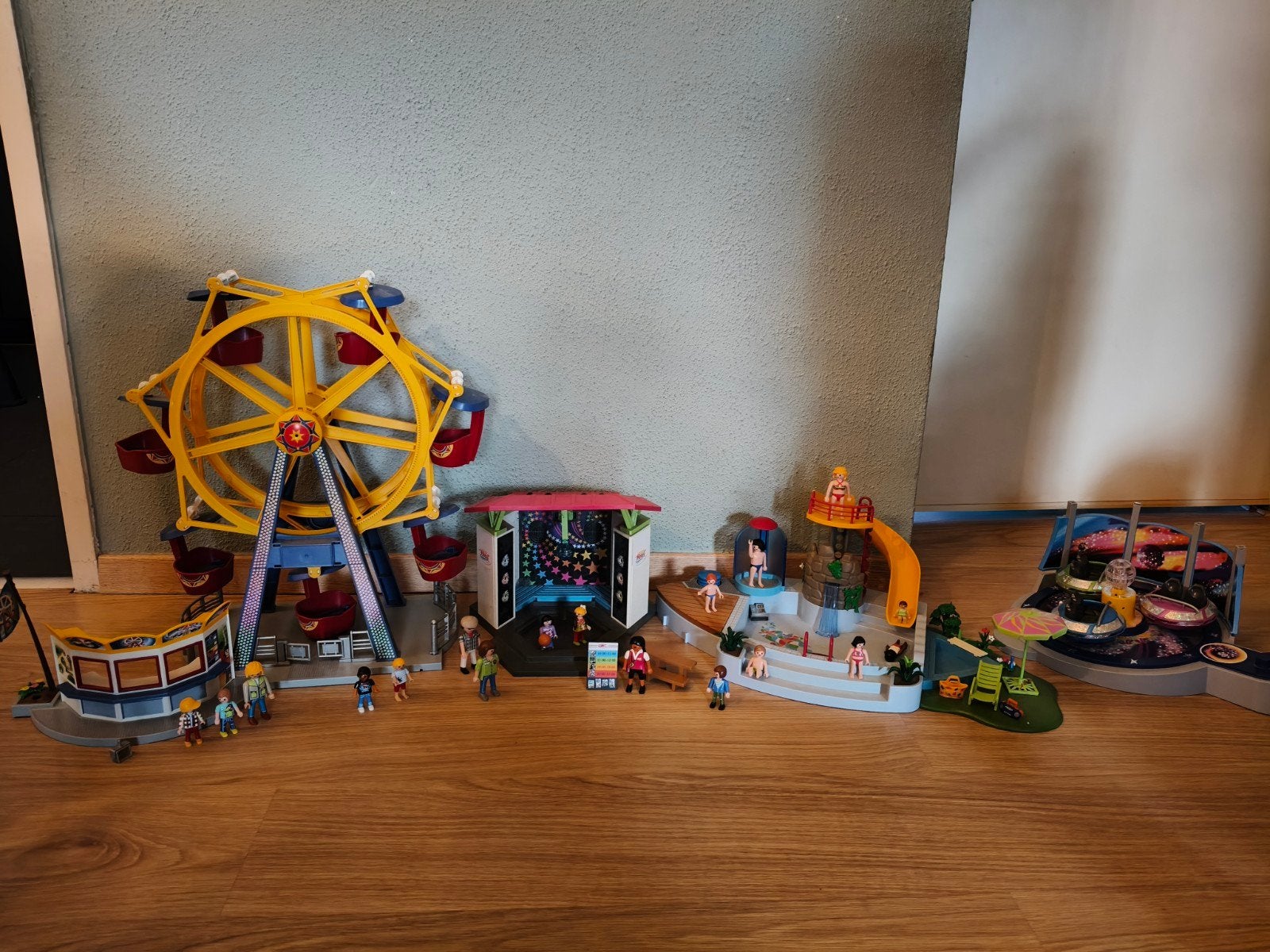 Playmobil Kermis,disco en Zwembad met poppetjes en accessoir, Ophalen, Gebruikt, Complete set, Overige typen