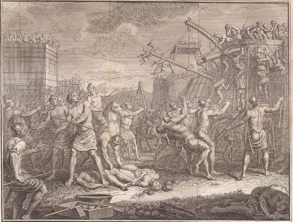 Klaudius Civilis bestormt de Romeinse legerplaats te Vetera, Blanco verso, 19 cm, Ophalen of Verzenden, Gravure