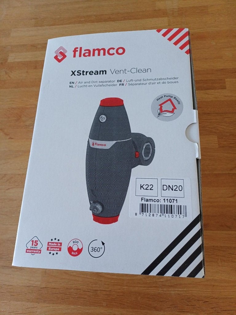 Nieuwe Flamco XStream Vent-Clean lucht- en vuilafscheider., Doe-het-zelf en Verbouw, 30 tot 80 cm, Hoog rendement (Hr), Overige typen