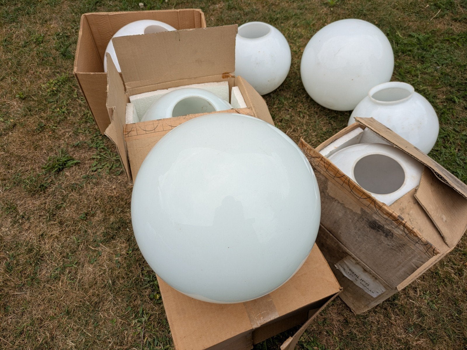 Bollamp glazen bollen kappen schoollamp giso philips raak, Huis en Inrichting, Ophalen, Glas