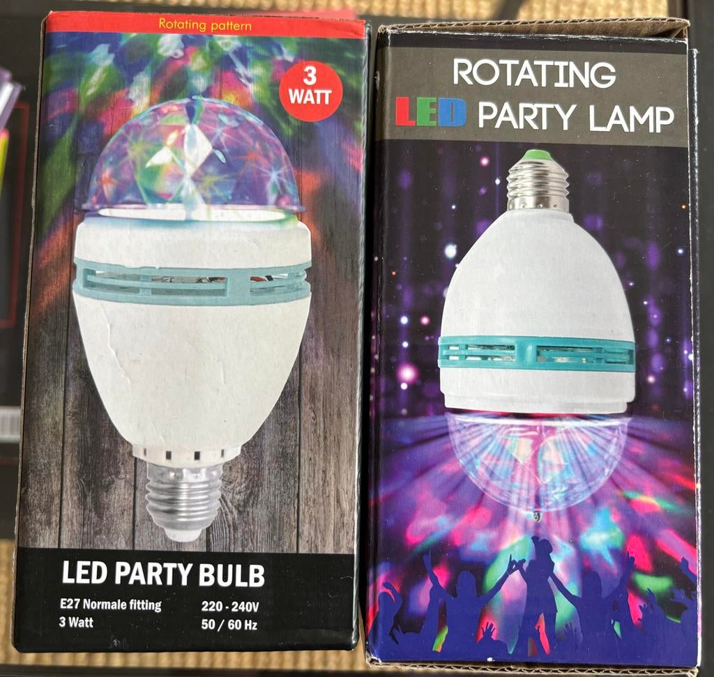 LED Party Lamp E27 - Roterende Disco Bol 3W, Ophalen