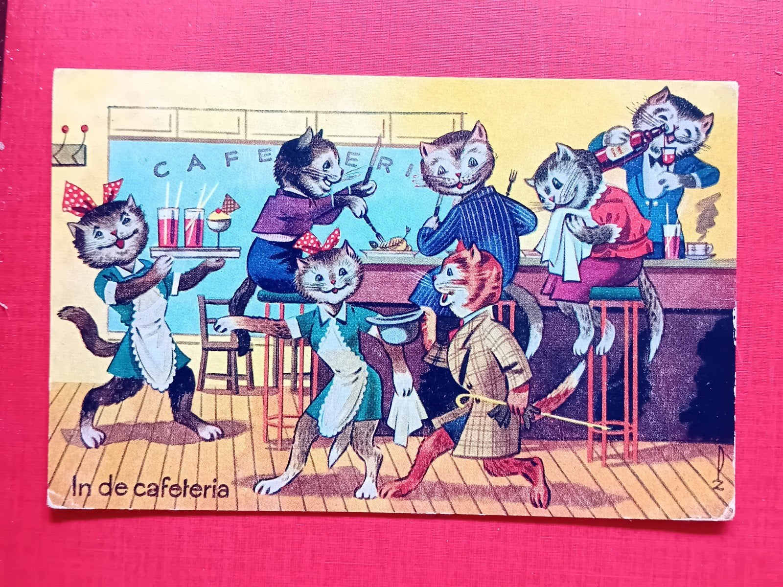 Ansichtkaart Aangeklede Katten, Ophalen of Verzenden, Overige thema's