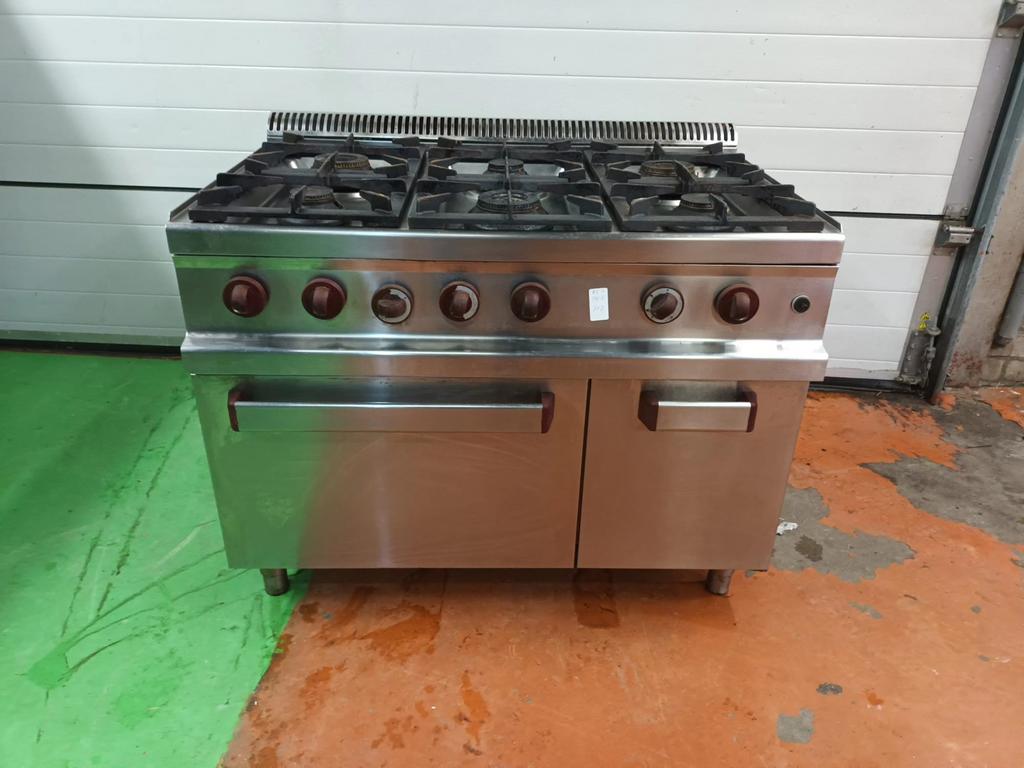 Modular Professional 6 pits gasfornuis horeca met gas oven, Ophalen, Gebruikt, Minder dan 85 cm, 60 cm of meer