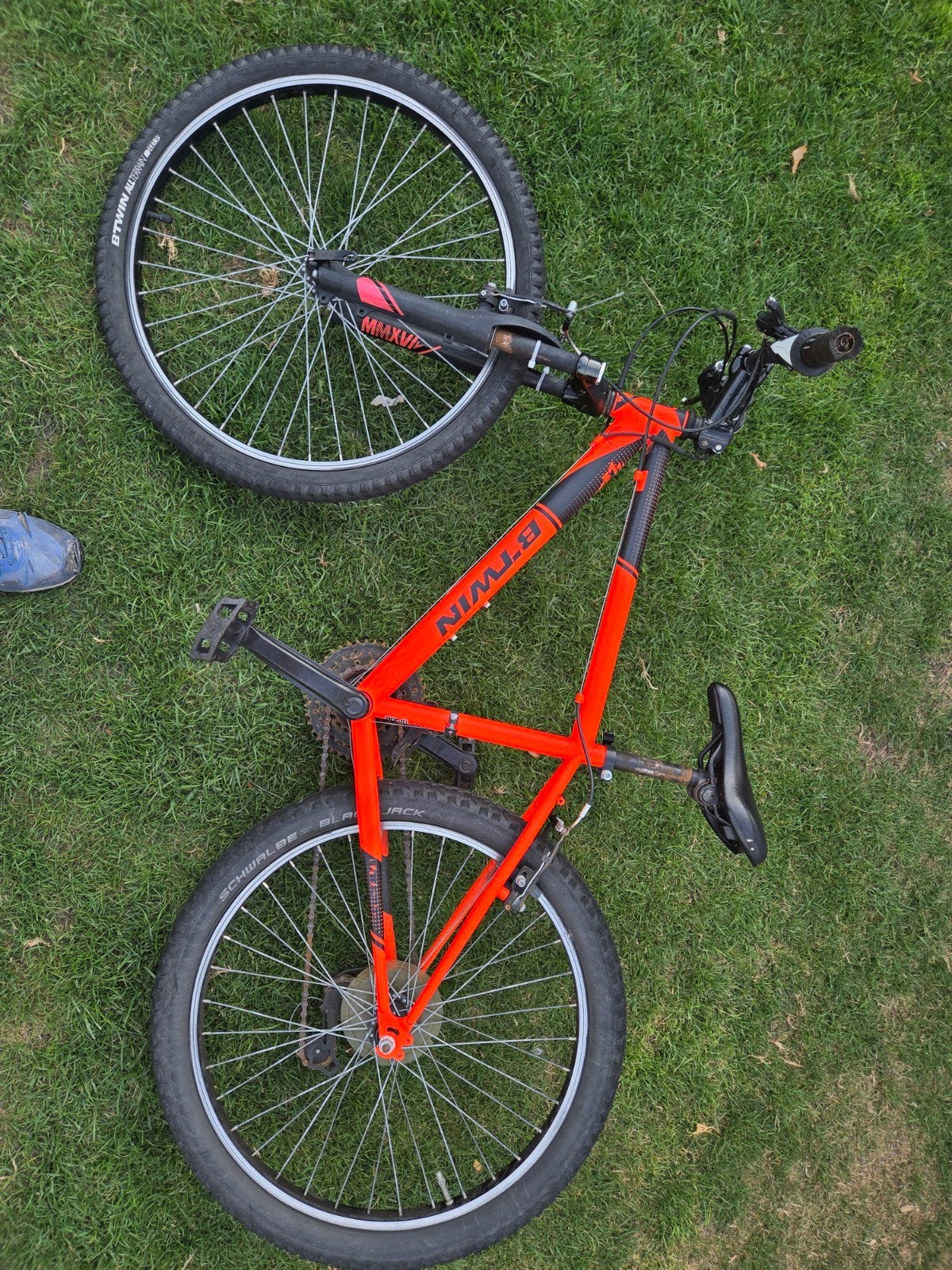 B'Twin Mountainbike - Oranje, Gebruikt, Gebruikt, Velgrem, Versnellingen, 53 tot 57 cm