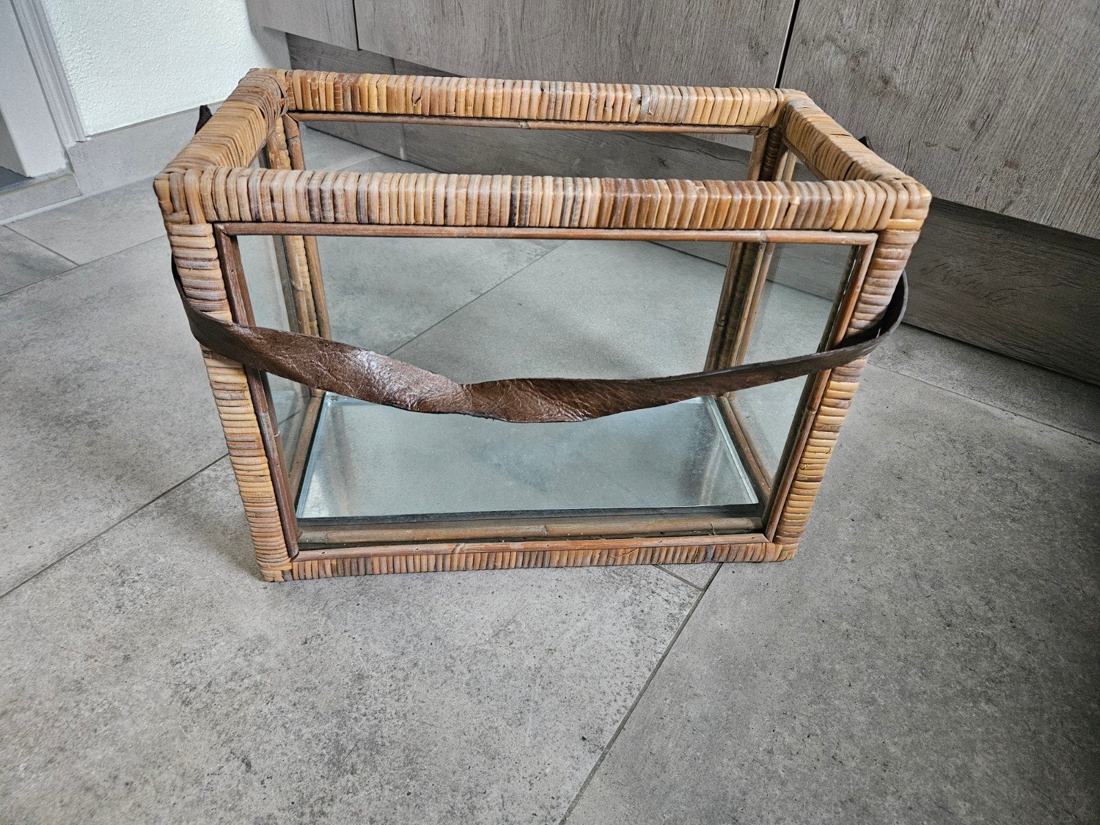 Riviera Maison Rotan Accubak met Glazen Panelen, Gebruikt, Ophalen of Verzenden, Landelijk, Natuurlijk materiaal