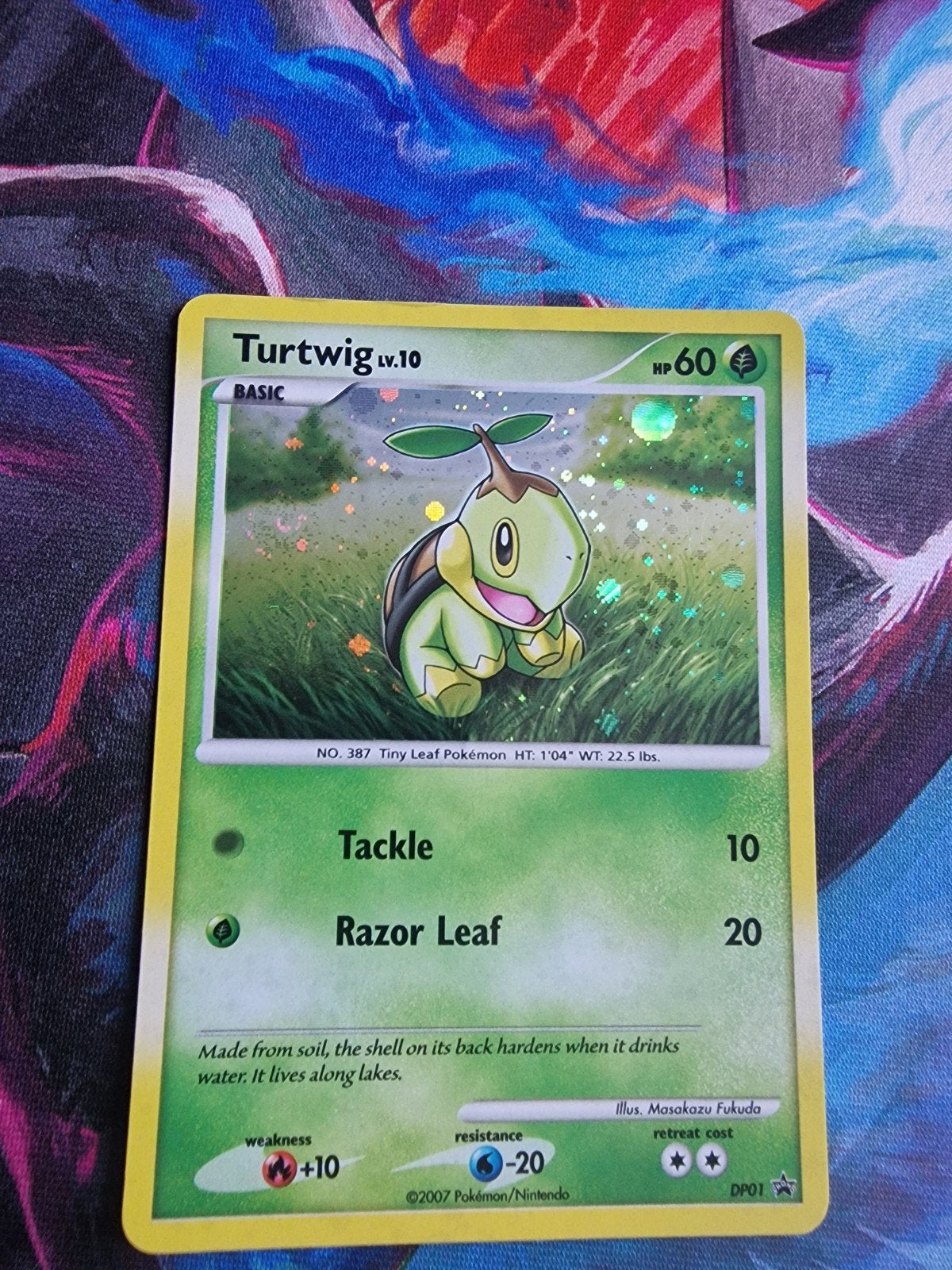 Turtwig Pokémon Kaart DP01 holo swirl, Verzenden, Zo goed als nieuw, Losse kaart