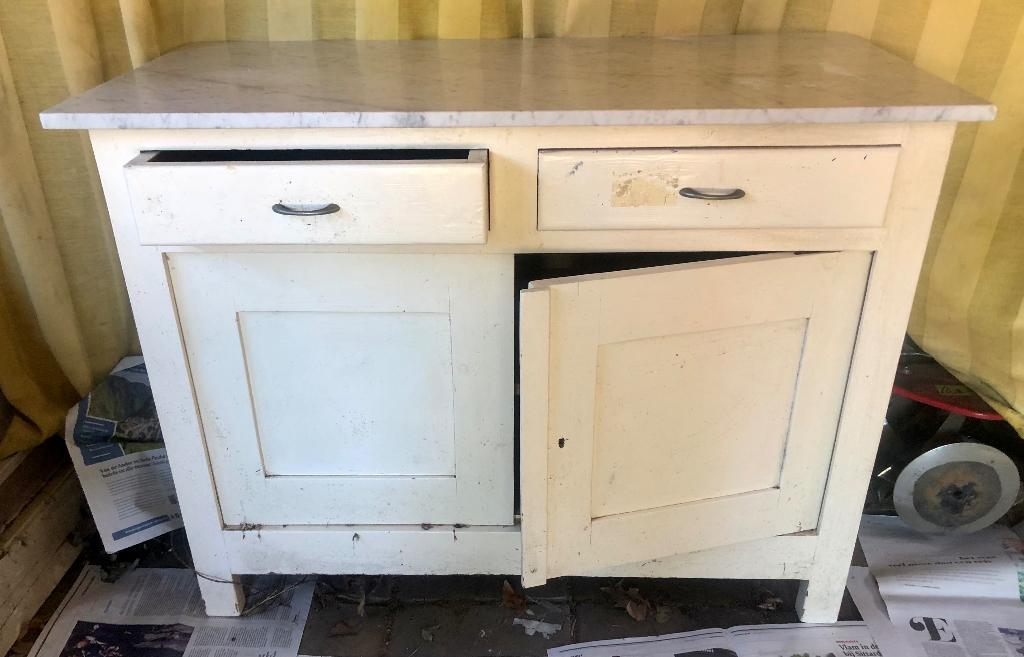 Ouderwetse commode met marmeren blad., Ophalen, Gebruikt