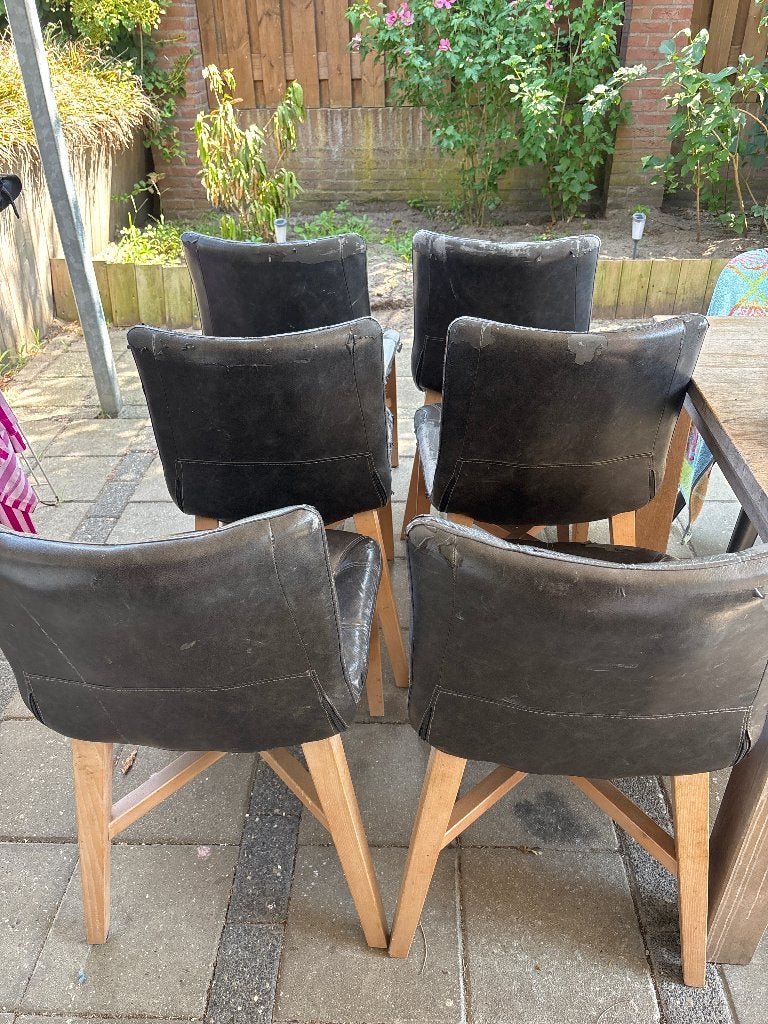 6 Eetkamerstoelen gratis, Ophalen, Gebruikt, Bruin, Vijf, Zes of meer stoelen