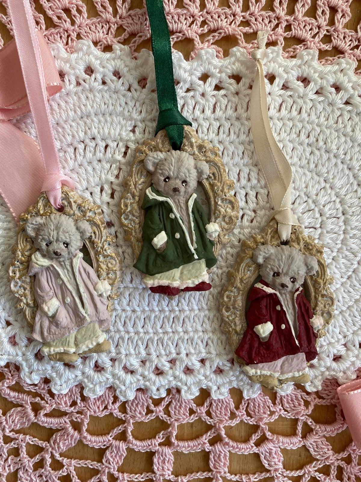 Set vsn 3 klei kerst ornamenten beertje divers, Verzenden, Nieuw