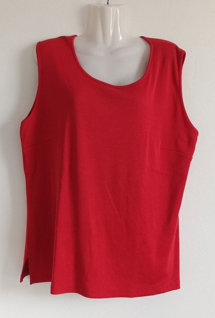 Rood geribbelde mouwloze top van gelco maat XXL, Gelco, Maat 46/48 (XL) of groter, Ophalen of Verzenden, Zonder mouw