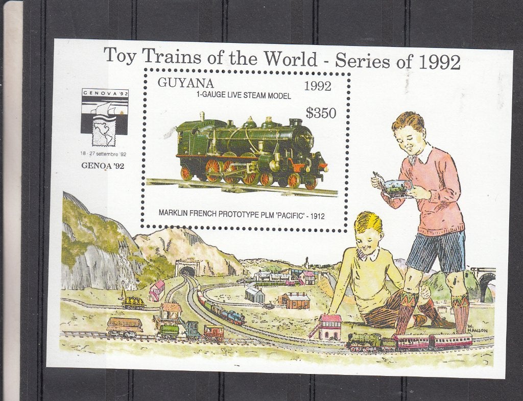 Treinen Guyana 1992 Mi nr blok 217 : Marklin Pacific, Ophalen of Verzenden, Postfris, Treinen