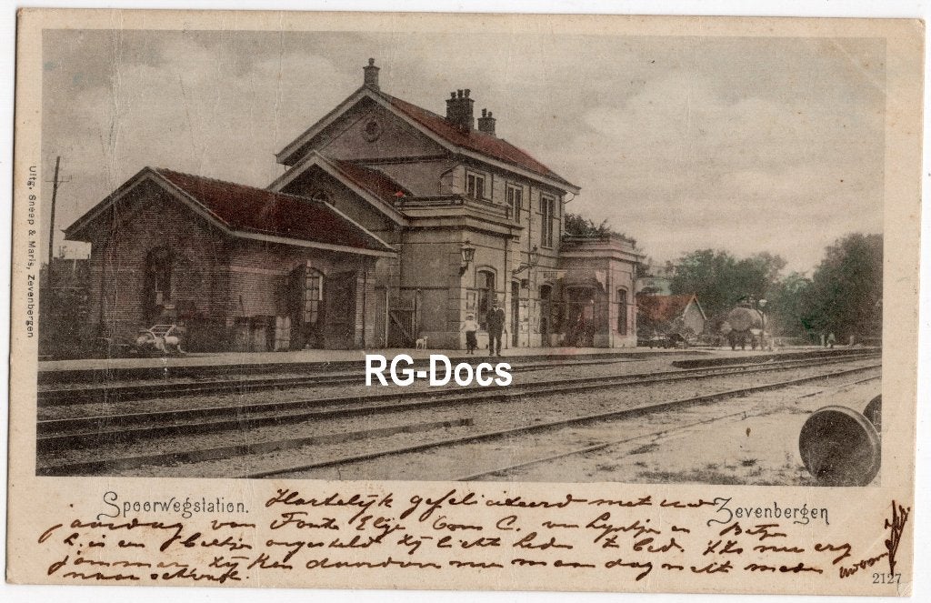 Ansichtkaart - Briefkaart Trein Station Zevenbergen 1904, Ophalen of Verzenden, Voor 1920, Gelopen, Noord-Brabant