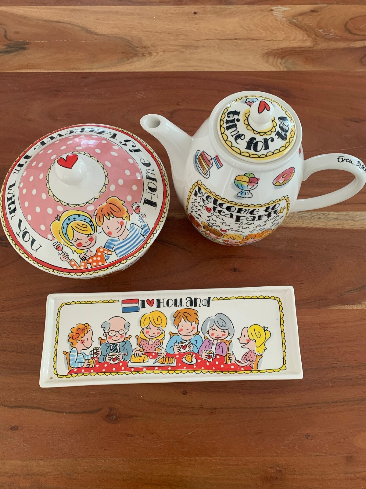Blond Amsterdam servies set: theepot, plankje, schaal met de, Ophalen, Keramiek, Zo goed als nieuw, Blond Amsterdam