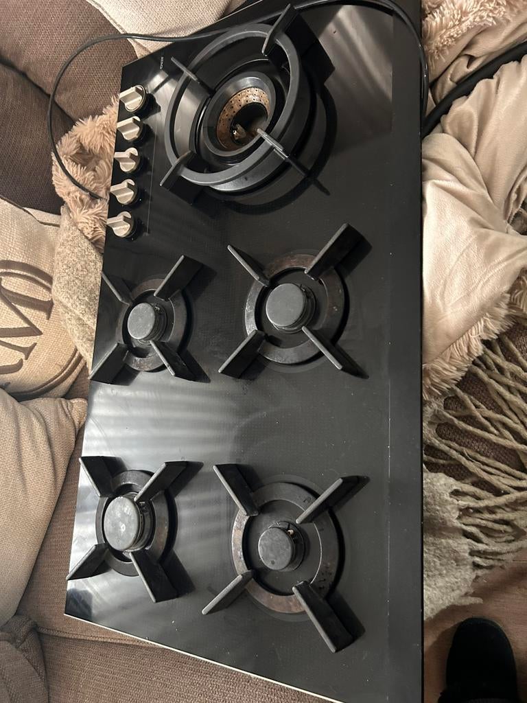 ATAG KOOKPLAAT gas op glas met wokbrander, Witgoed en Apparatuur, Kookplaten, Ophalen, Zo goed als nieuw, Inbouw, Gas