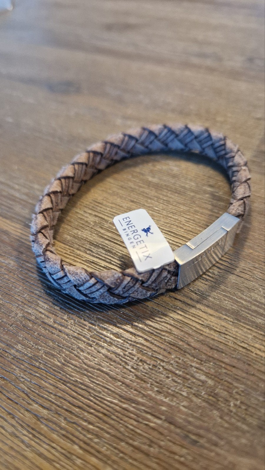 Mooie armband Energetix, Sieraden, Tassen en Uiterlijk, Armbanden, Ophalen of Verzenden, Nieuw, Beige, Leer
