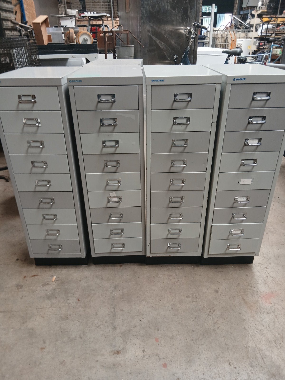 4 Overtoom ladenblokken industrieel lades, 28x41x94 cm, Ophalen, Oldschool Overtoom, Industrieel, Vintage