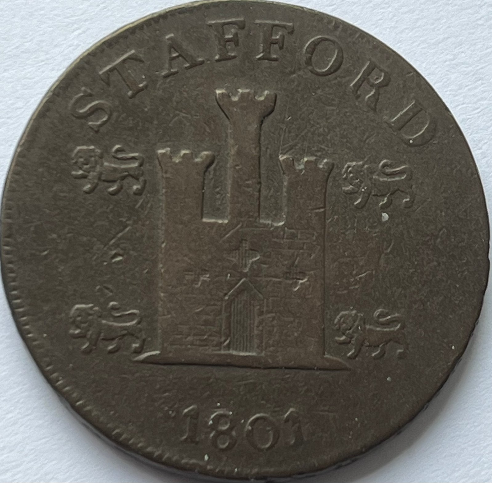 Stafford penny token 1801, Postzegels en Munten, Ophalen of Verzenden, Overige landen