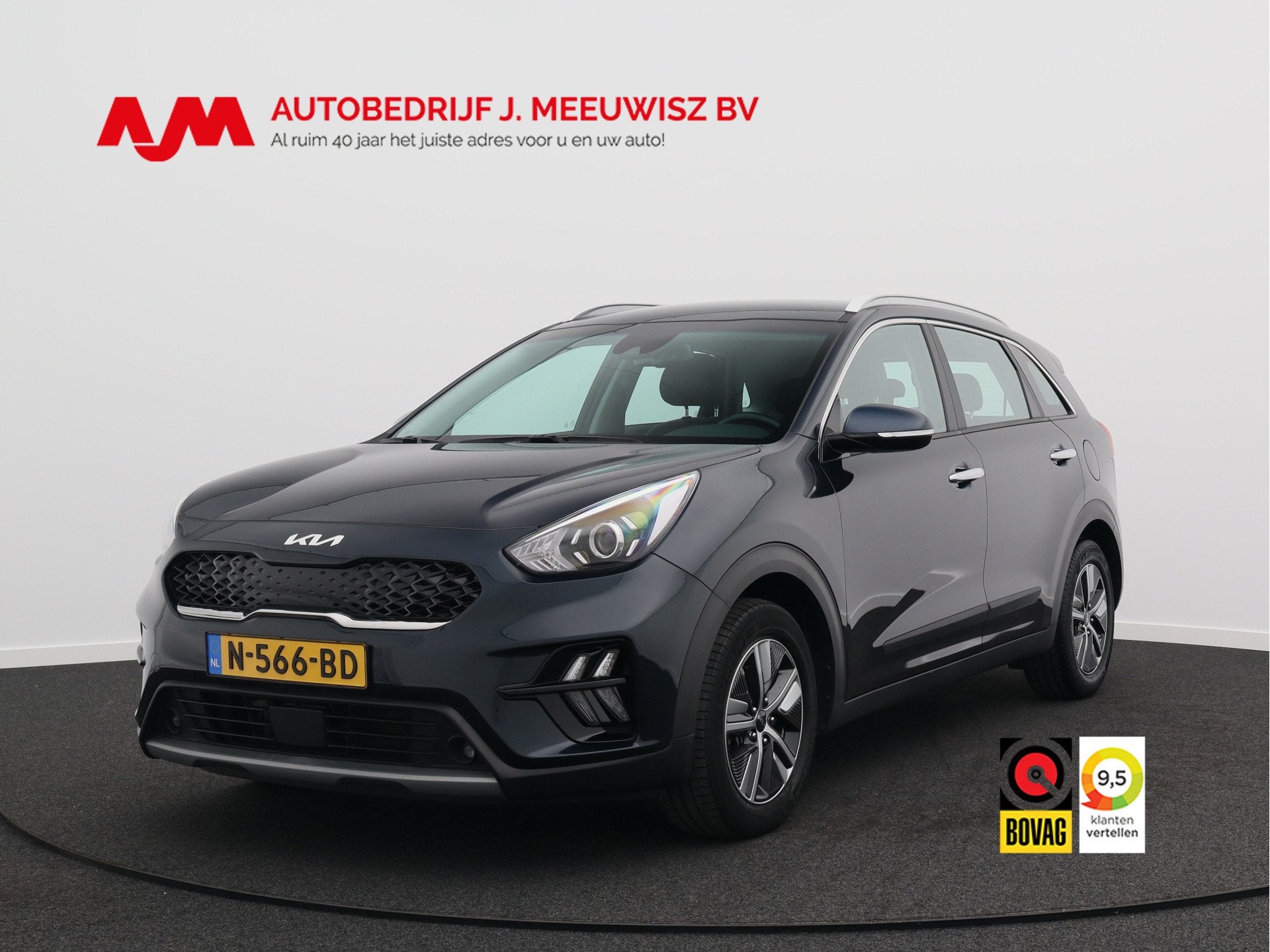 Kia Niro 1.6 GDi Hybrid DynamicLine/ afneembare trekhaak!, Gebruikt, Automatische klimaatregeling, Blauw, Leder en Stof