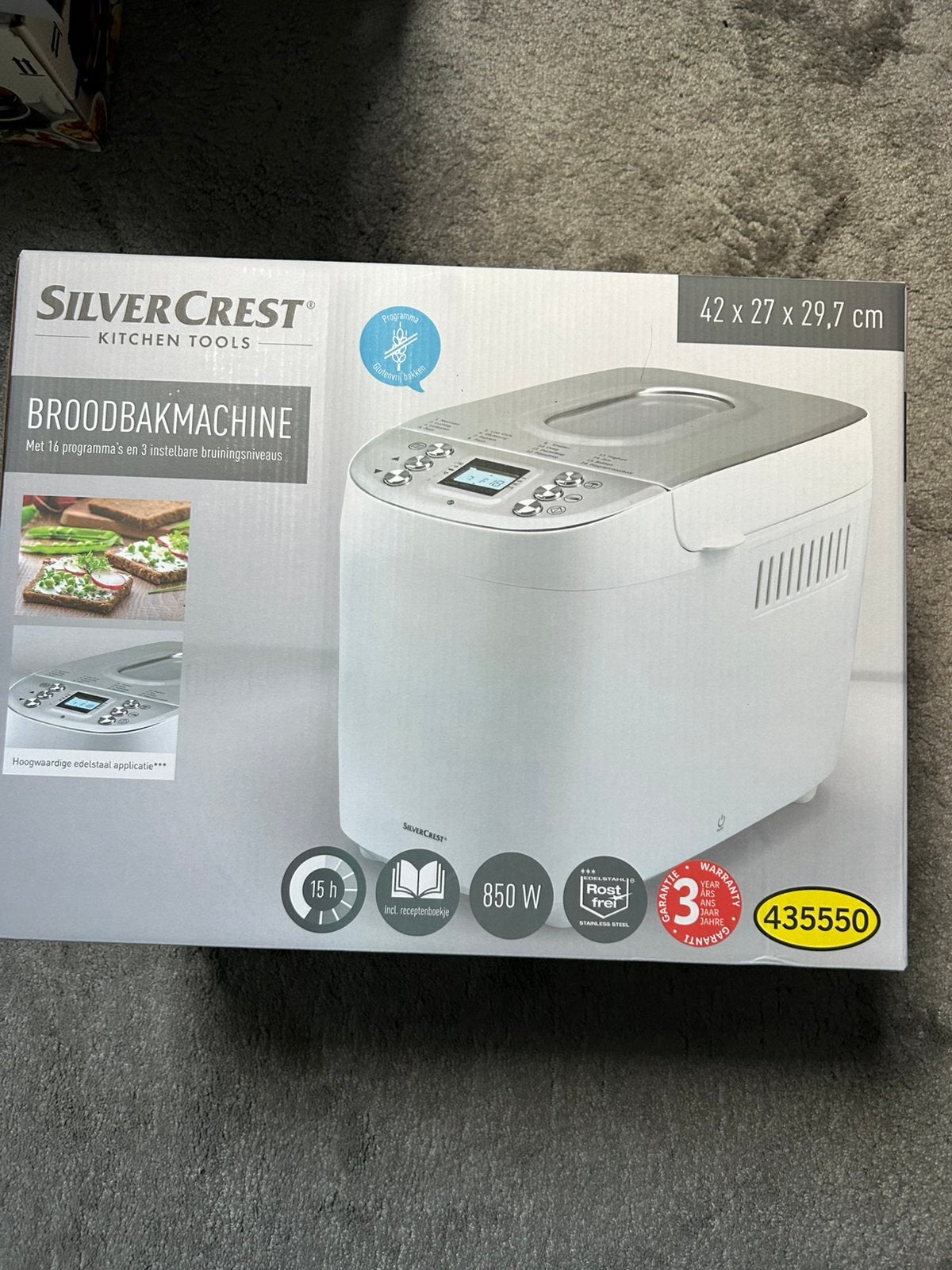Nieuwe broodbakmachine in dichte doos, Met timer, Nieuw, Ophalen of Verzenden, 1200 tot 1600 gram deeg