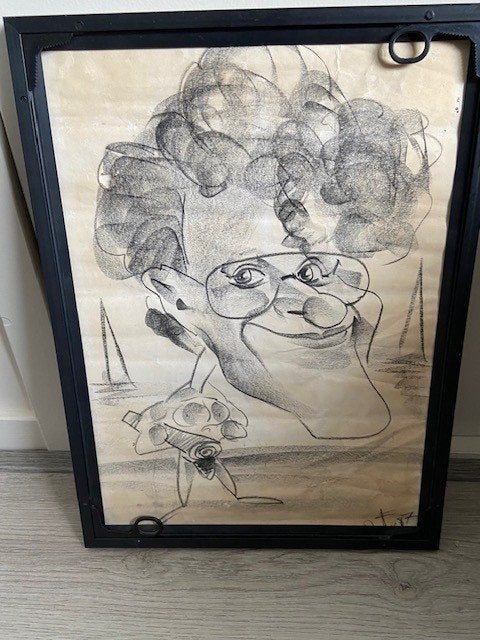Willem Van Hanegem portret karikatuur pentekening 1987, Verzamelen, Ophalen of Verzenden, Gebruikt, Feyenoord, Overige typen
