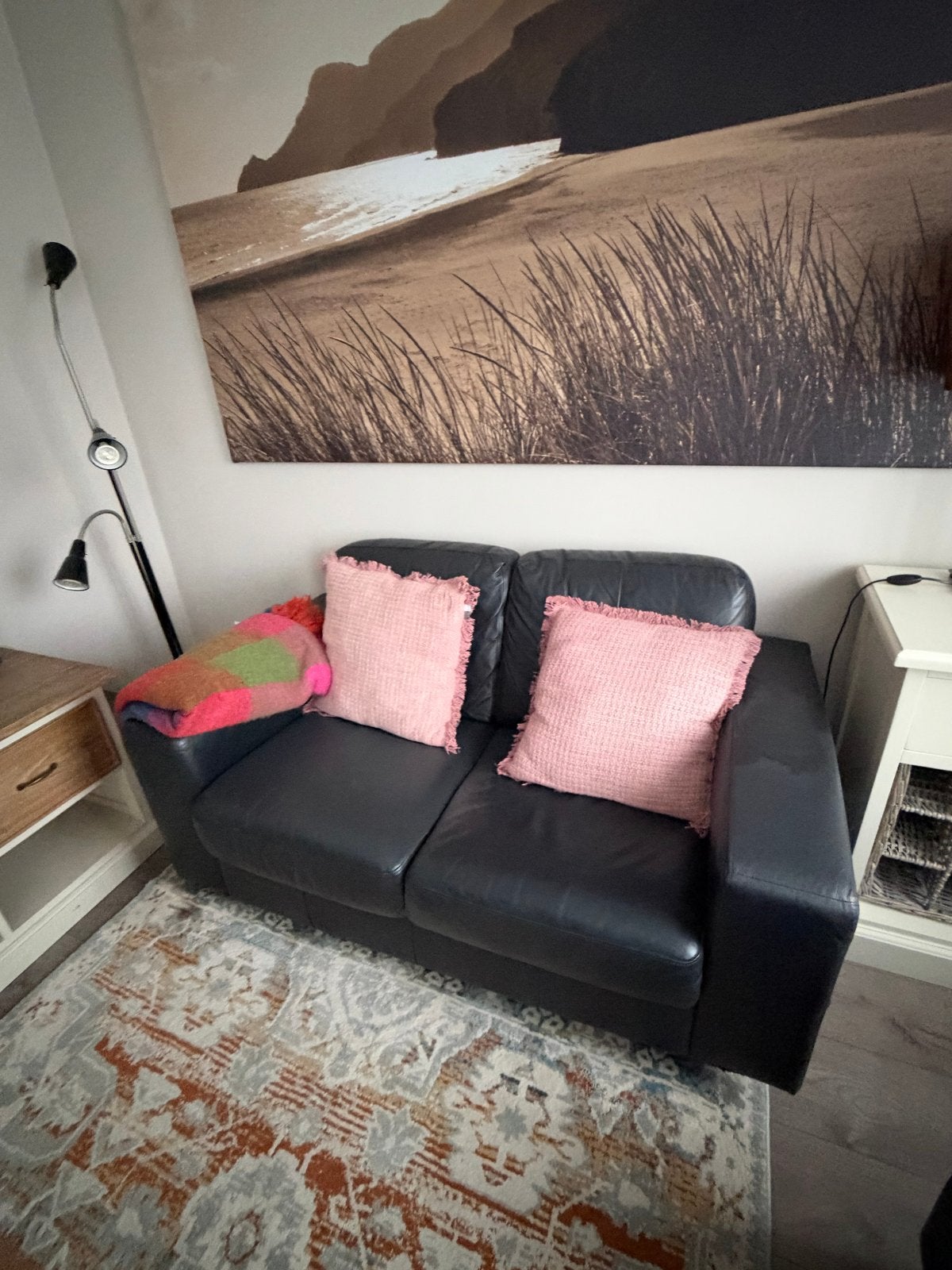Comfortabele zgan Ikea Skogaby 2-zitsbank - Zwart leer, Gebruikt, 150 tot 200 cm, Tweepersoons, Ophalen of Verzenden
