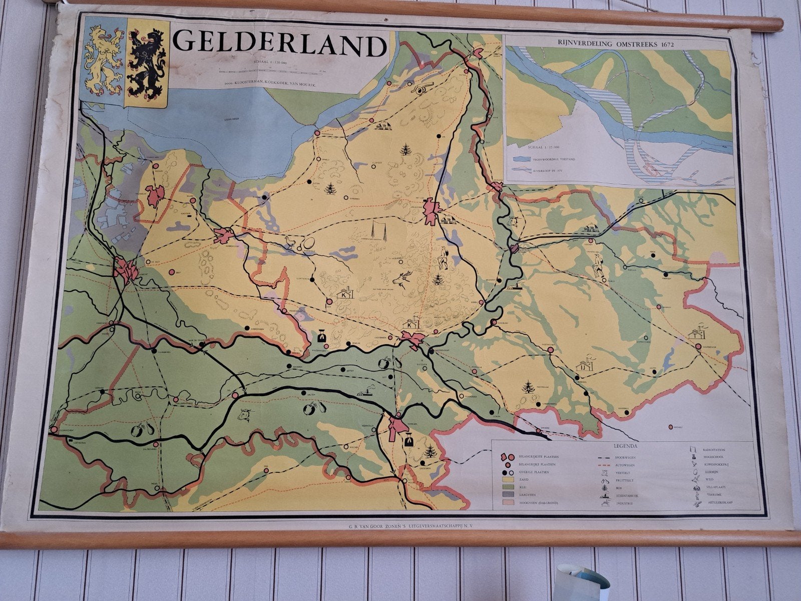 Oude Schoolkaart: Gelderland, Ophalen, 1800 tot 2000, Nederland, Landkaart