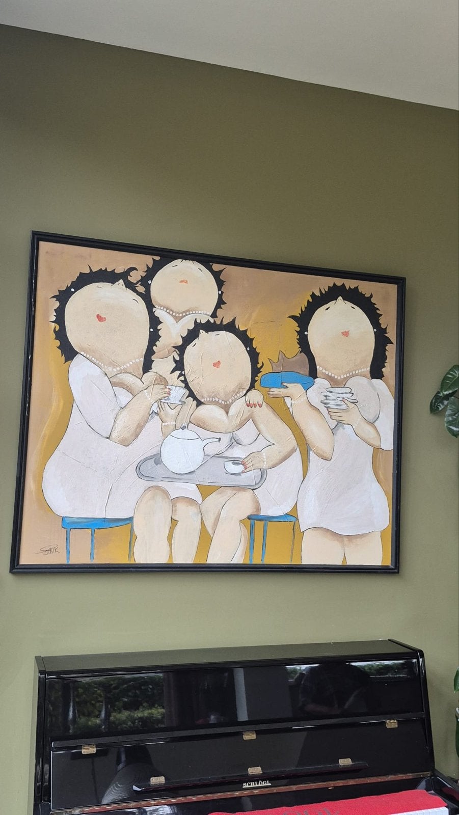 Groot schilderij 'Dikke Dames' afmeting 160 cn bij 130 cm, Ophalen, Ingelijst, Figuren