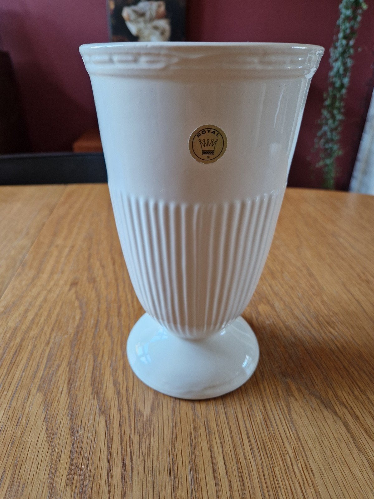 Prachtige Vintage Witte Trompetvaas – Royal Schwabap, Huis en Inrichting, Woonaccessoires | Vazen, Wit, Ophalen of Verzenden, Zo goed als nieuw