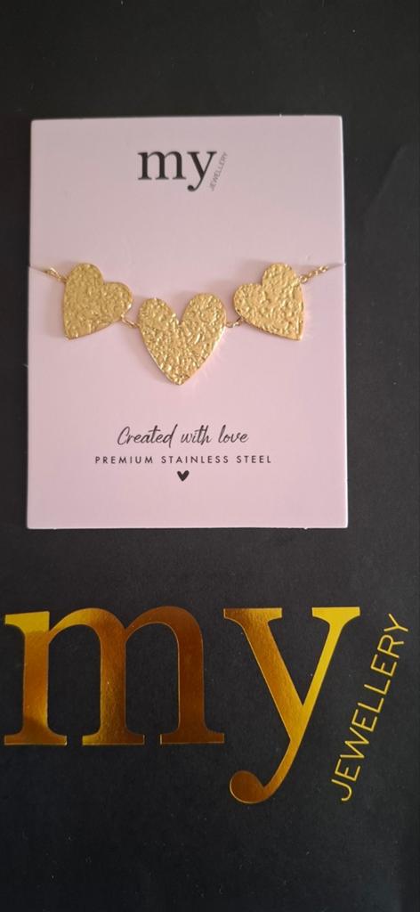 Armband met 3 hartjes my jewellery, Ophalen of Verzenden, Nieuw, Goud, Overige materialen