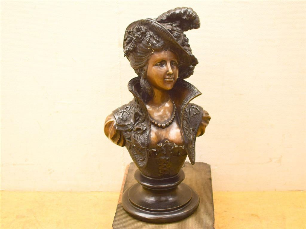 Bronzen buste, Art Nouveau beeld dame 51551, Ophalen of Verzenden