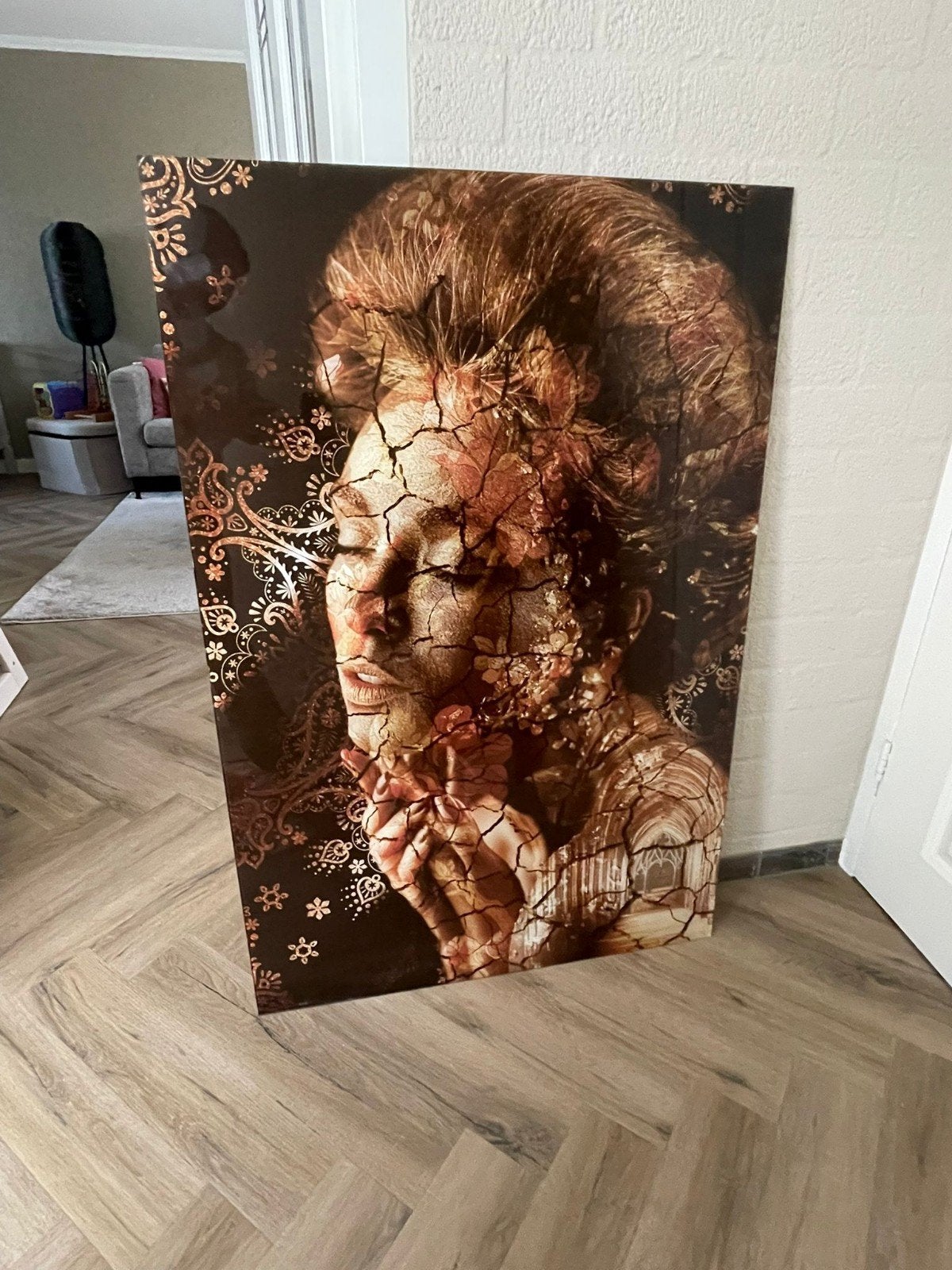 Glazen schilderij, Ophalen, Zo goed als nieuw, Schilderij, 75 cm of meer