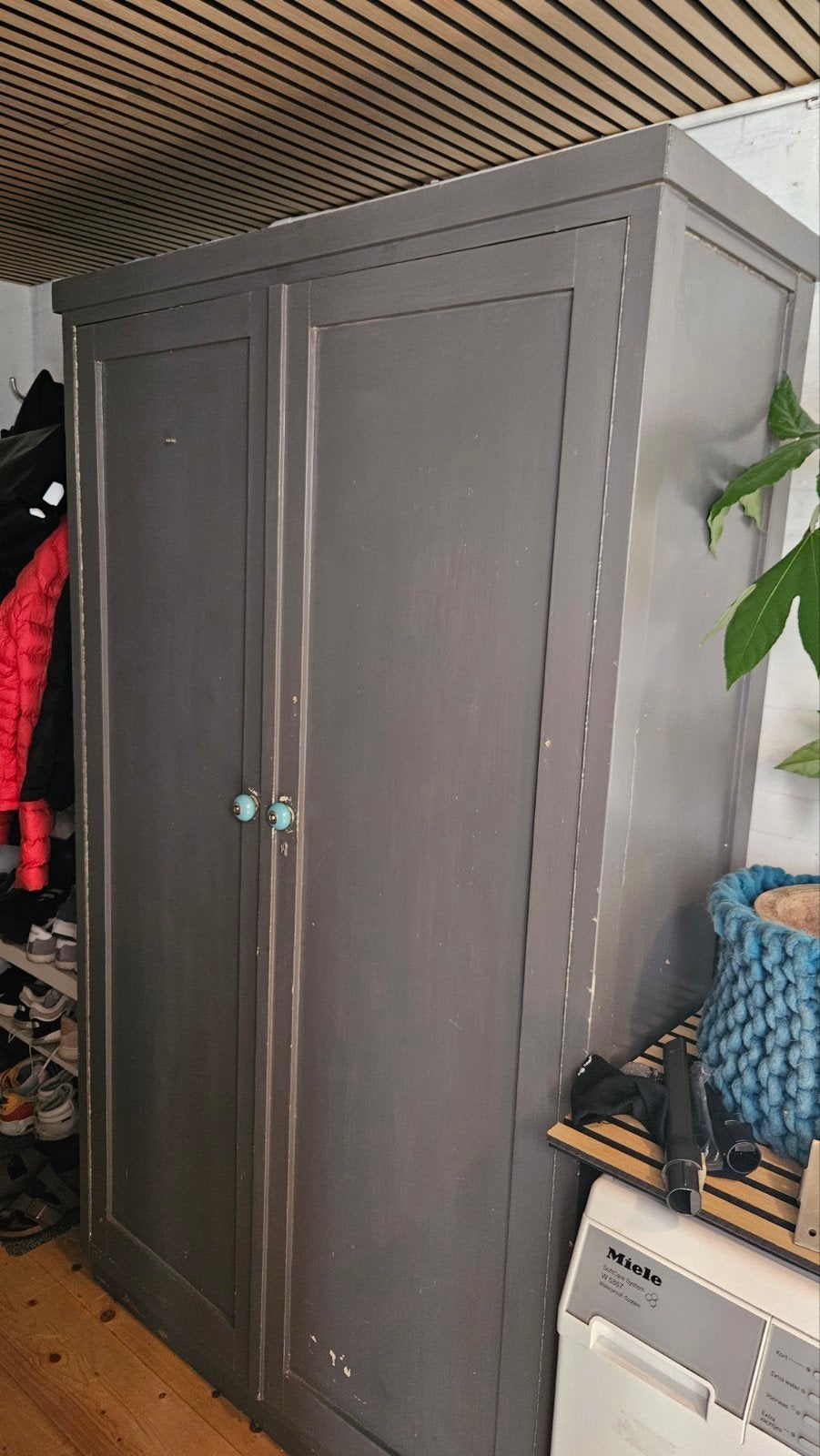 Oude houten kast met 5 legplanken - 110x190x45 cm, Antiek en Kunst, Antiek | Meubels | Kasten, Ophalen