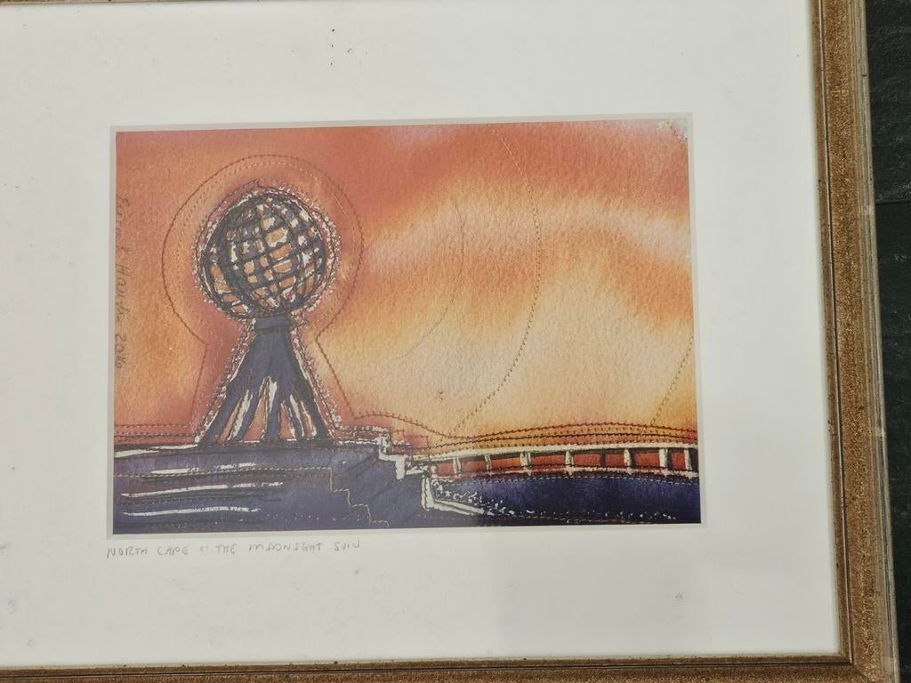 Ingelijst schilderij 'North Cape & The Midnight Sun', Ophalen of Verzenden