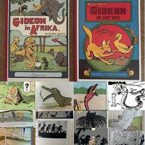 Inspiratie Hergé (Kuifje), 2x 1e druk Benjamin Rabier Gedeon, Ophalen of Verzenden, Kuifje, Gebruikt, Overige typen