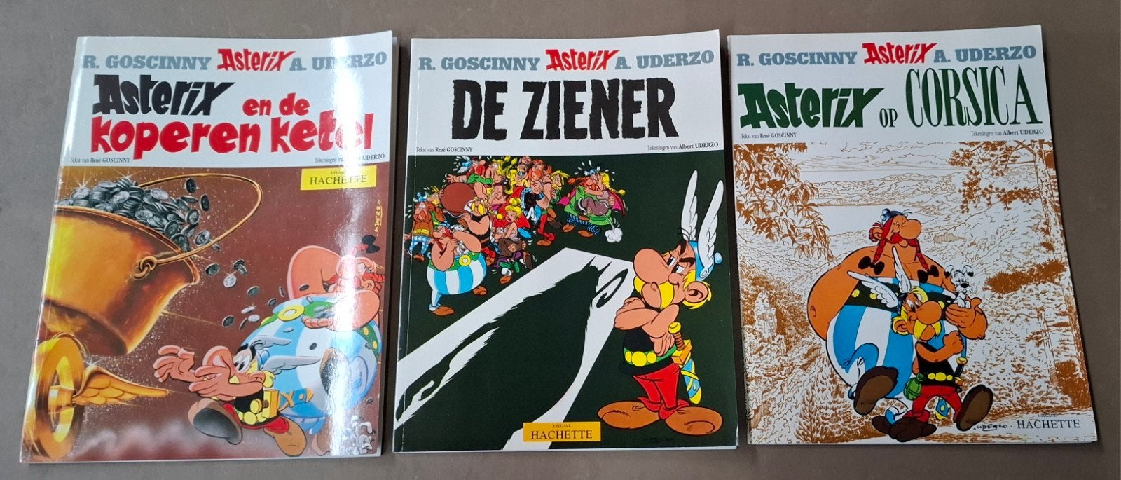 3 x Asterix stripboeken/ uitgeverij Hachette, Meerdere stripboeken, Ophalen of Verzenden, Gelezen, Goscinny & Uderzo
