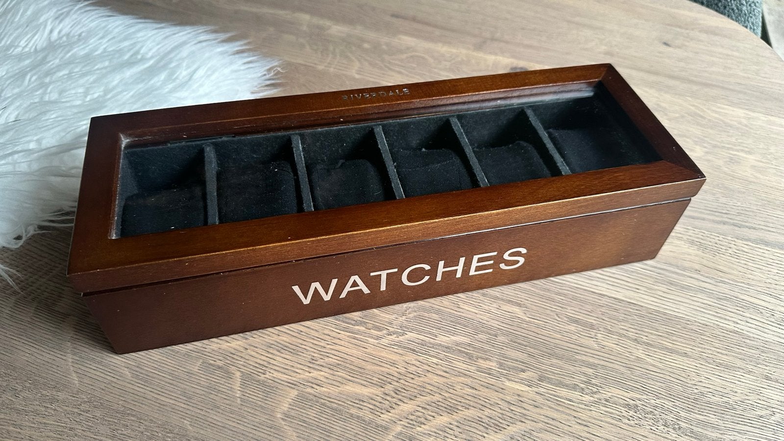 Houten horlogedoos voor 6 horloges Riverdale, Ophalen of Verzenden, Overige materialen, Polshorloge, Overige merken