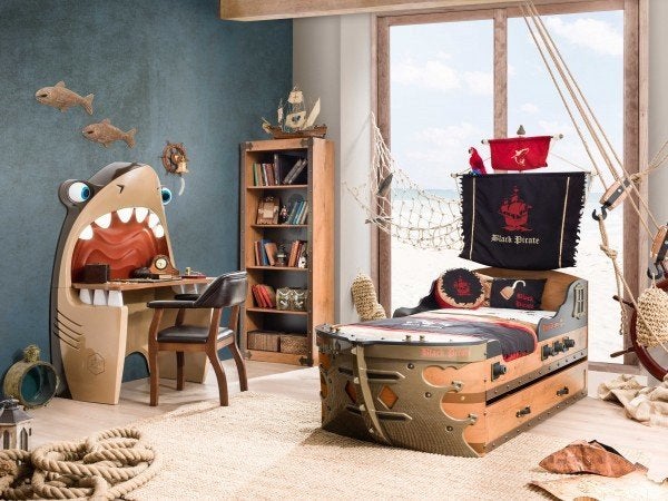 Black Pirate kinderslaapkamer compleet zgan, Ophalen, Zo goed als nieuw, 180 cm of meer, 85 tot 100 cm