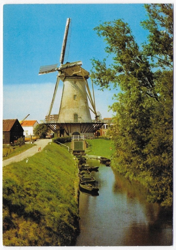 Gouda molen bij Haastrecht ongelopen Ansichtkaart (B2752), Ophalen of Verzenden, 1980 tot heden, Gelopen, Zuid-Holland