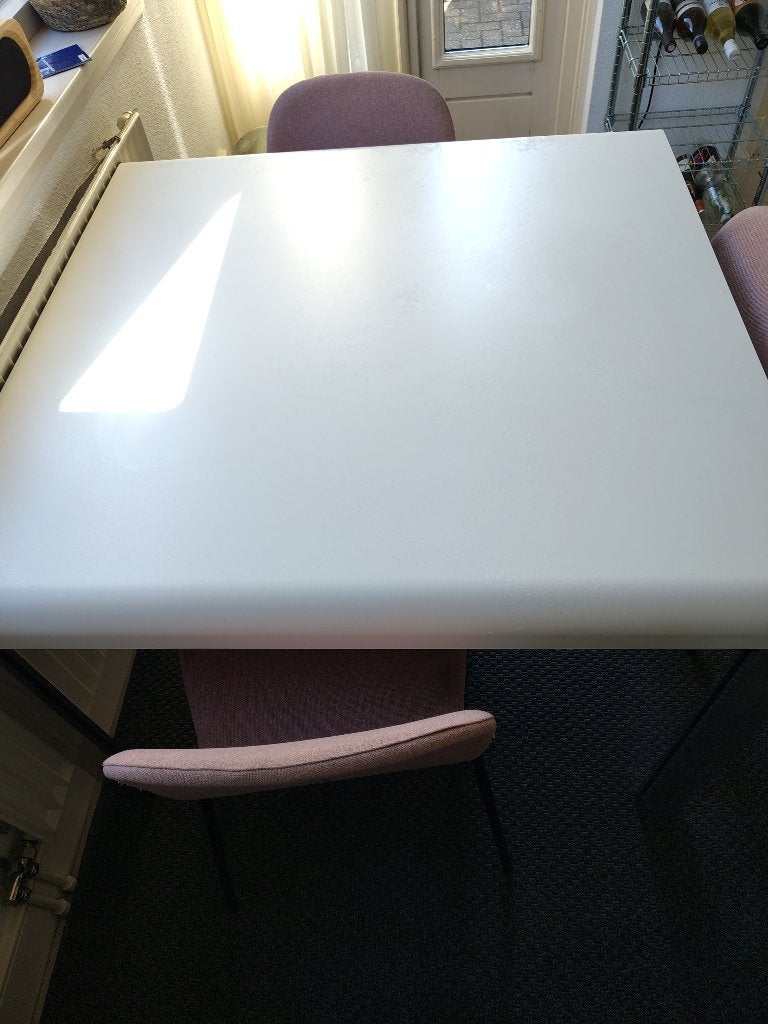 Eettafel - Wit, Huis en Inrichting, Ophalen, Gebruikt, Vierkant, 110 x 110