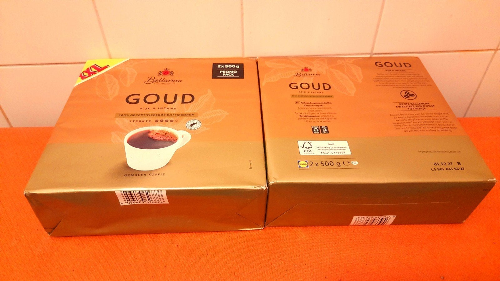 Bellarem GOUD Koffie Rijk & Intens Gemalen 2 pk van 2x500g, Overige modellen, 10 kopjes of meer, Nieuw, Gemalen koffie