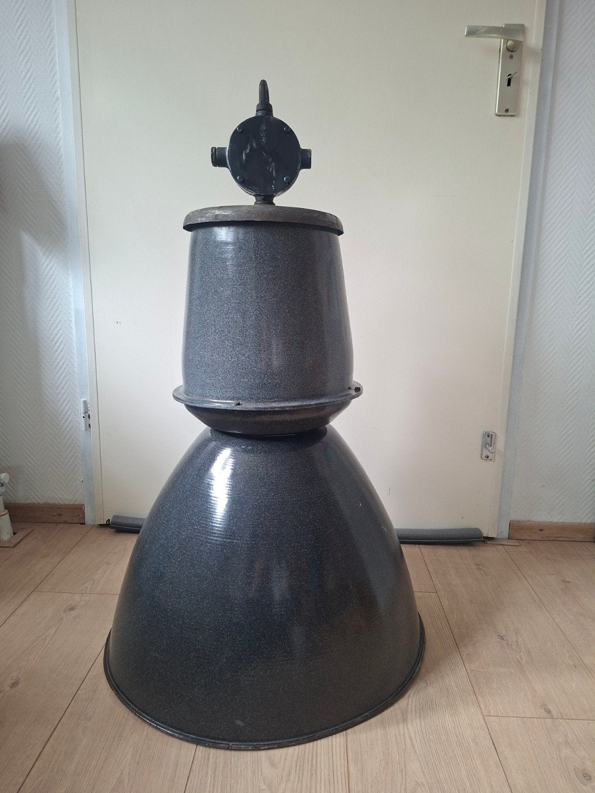 Vintage Industriële Hanglamp - Grote Emaille Fabriekslamp, Antiek en Kunst, Ophalen