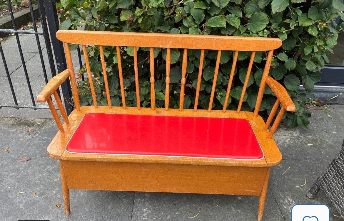 Vintage Herlag kinderbankje met opbergruimte, jaren '50, Kinderen en Baby's, Ophalen of Verzenden