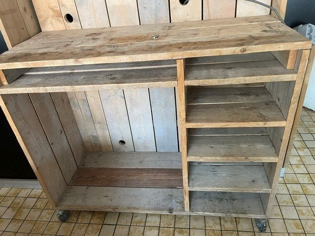 steigerhouten werkkast, Ophalen, Gebruikt, 120 tot 170 cm